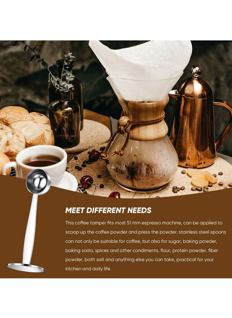 NIBEMINENT Coffee Scoop Stainless Steel Espresso Tamper 51 mm Two in One Measuring and for Bean Press Grinding Pressing, 15 ml 2 Pieces  - Image 3