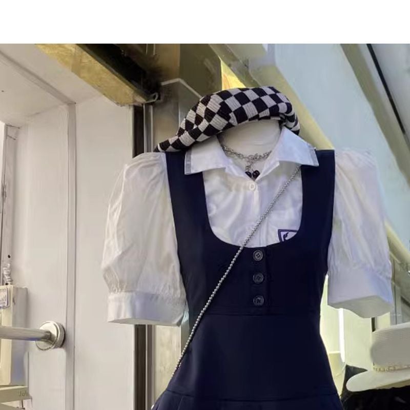 2024 Summer Korean Style Strappy Dress Shirt Set Strap Skirt  - Image 5
