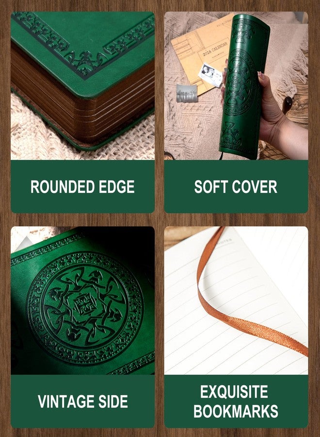CAGIE Lined Journal for Men Soft Cover Notebook Leather Journals for Writing, 180 Lay Flat Vintage Mens Journal Personal Diary, 5.7'' X 8.3'', Dark Green - Image 2