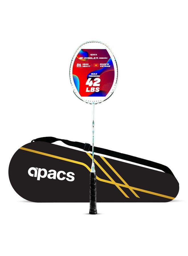 Apacs أباكس زد-زيغلر ريبورن (غير مشدود، 42 رطل توتر عالي) أقصى طاقة وقوة | عمود نحيف | صنع في فيتنام | مضرب بادل مصنوع من الجرافيت الياباني 100% مع غطاء كامل مجاني (أبيض) - Image 1