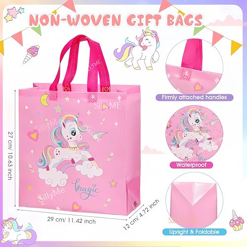 SILLYME 12Pcs Small Gift Bags for Kids' Birthday Party - Hand Bag Covers for Return Gifts - Age 3-12 Fabric, Multicolor - Image 2