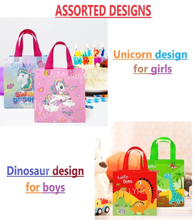 SILLYME 12Pcs Small Gift Bags for Kids' Birthday Party - Hand Bag Covers for Return Gifts - Age 3-12 Fabric, Multicolor - Image 5