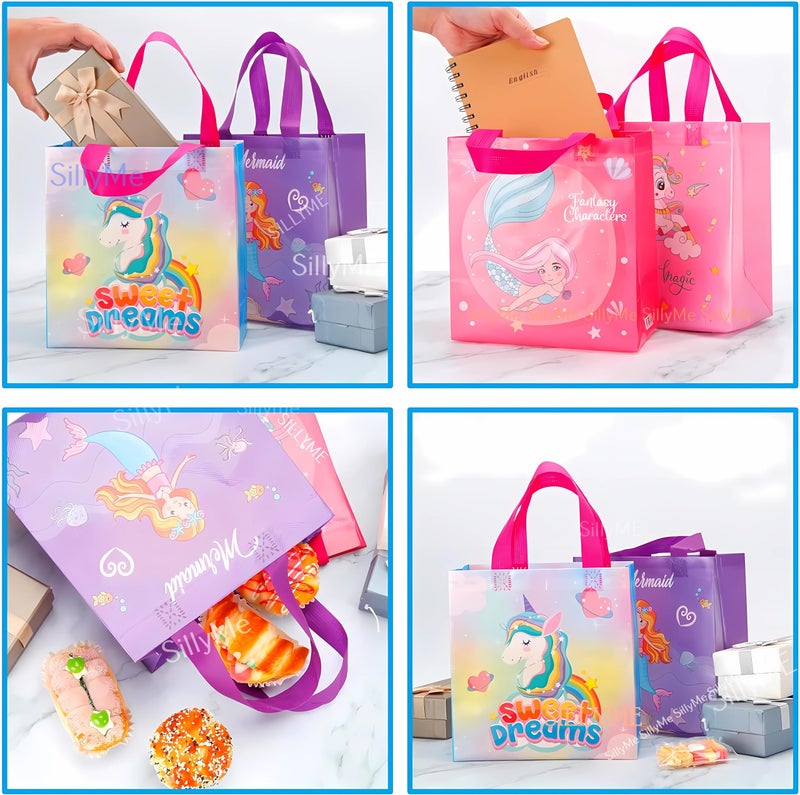 SILLYME 12Pcs Small Gift Bags for Kids' Birthday Party - Hand Bag Covers for Return Gifts - Age 3-12 Fabric, Multicolor - Image 3