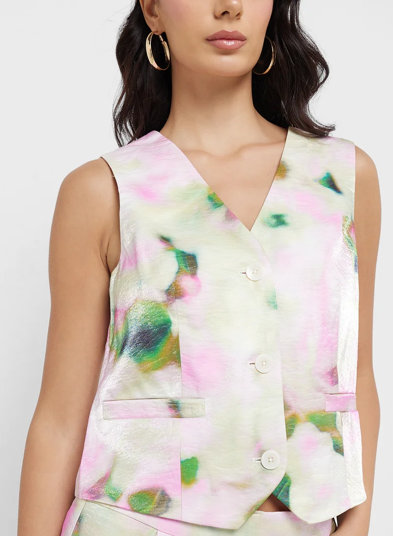 VERO MODA Printed Pocket Detailed Waistcoat