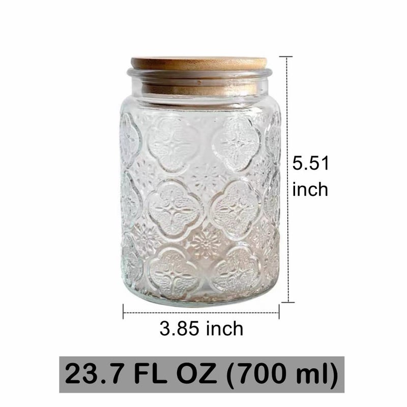 ANSQU Vintage Glass Jar Canister Airtight Storage Jar Container with Bamboo Wooden Lid for Kitchen Counter  Pantry  Coffee  Tea  Sugar  23.7 FL oz - Image 3