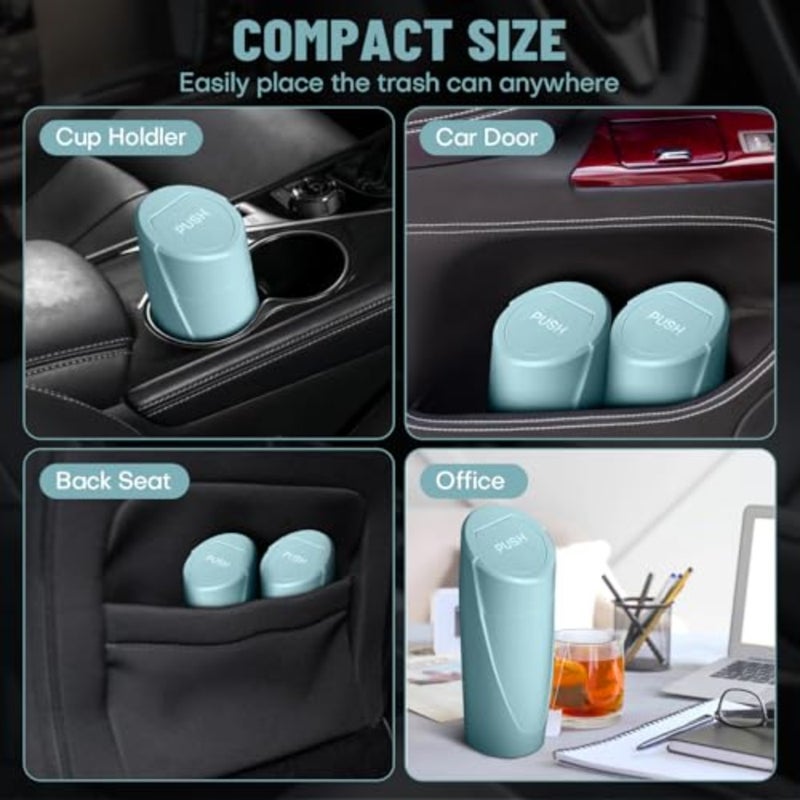 Car Trash Bin with Lid-2 Packs Garbage Can Cup Holder- Mini Leakproof Vehicle Trash Bin with 40pcs Trash Bags-Car Organizers and Storage for Front Back Seat Accessories - Image 3