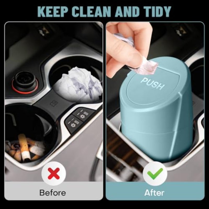 Car Trash Bin with Lid-2 Packs Garbage Can Cup Holder- Mini Leakproof Vehicle Trash Bin with 40pcs Trash Bags-Car Organizers and Storage for Front Back Seat Accessories - Image 2