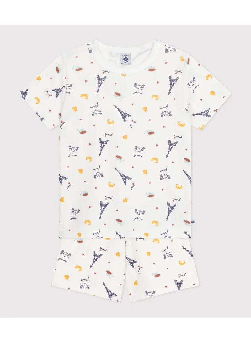 Petit Bateau Children's short Paris print cotton pyjamas