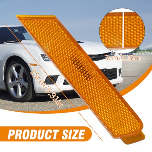 Saihisday 2Pcs 92246244 Amber Lens Front Bumper Side Marker Light Assembly Replacement for Chevrolet Camaro 20102015 Replaces 92246245 GM2551197 GM2550197 - Image 3