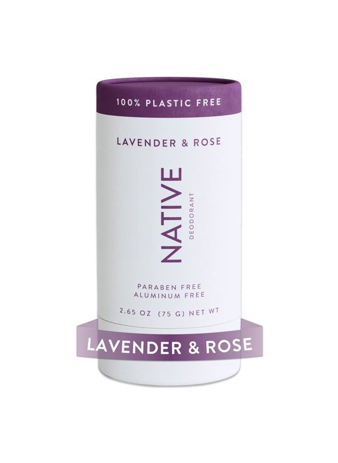 native Plastic Free Deodorant Contains Naturally Derived Ingredients, 72 Hour Odor Control | Deodorant for Women and Men, Aluminum Free with Baking Soda, Coconut Oil and Shea Butter | Lavender & Rose 
