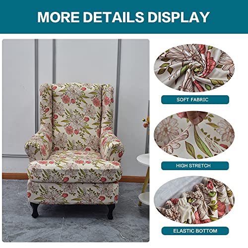 KRFOONN Wingback Chair Covers Slipcovers 2 Piece Stretch Wing Chair Covers Spandex Slipcovers Wingback Sofa Covers Armchair Covers Non-Slip Furniture Protector, 14 - Image 3