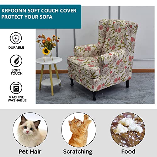KRFOONN Wingback Chair Covers Slipcovers 2 Piece Stretch Wing Chair Covers Spandex Slipcovers Wingback Sofa Covers Armchair Covers Non-Slip Furniture Protector, 14 - Image 5
