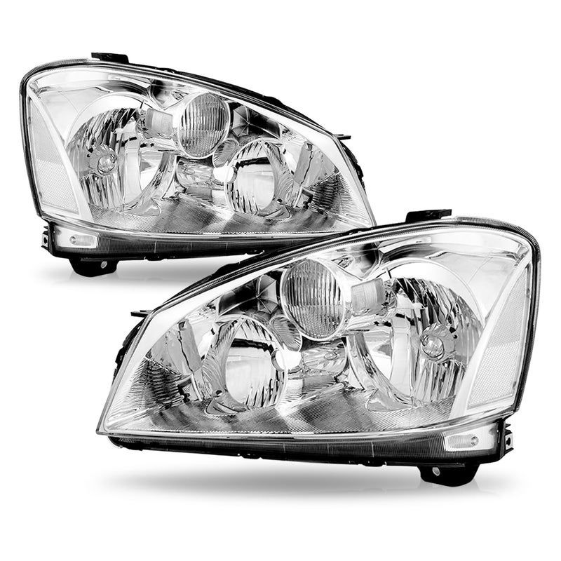 SOCKIR Headlight Assembly Set for 2005-2006 Nissan Altima - Halogen Replacement with Chrome Housing and Clear Reflector