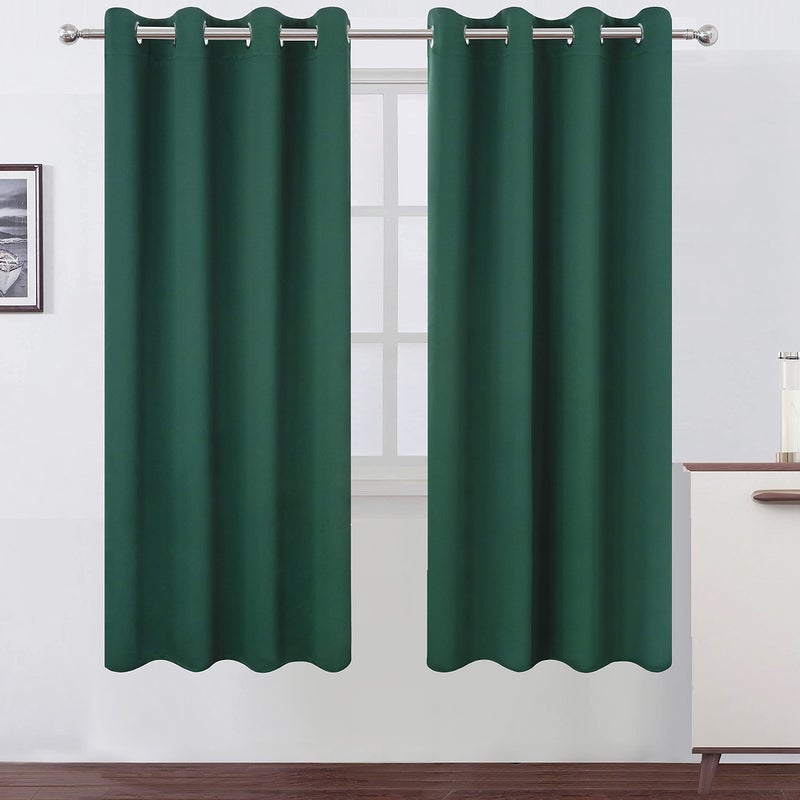 LEMOMO Dark Green Thermal Blackout Curtains52 x 72 InchSet of 2 Panels Room Darkening Curtains for Bedroom