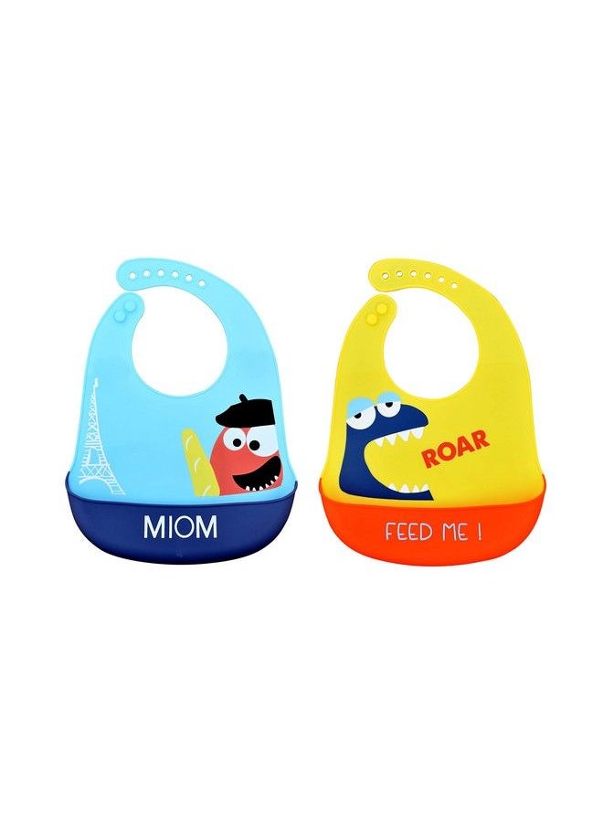 The Little Lookers Silicone Feeding Bib For Baby;Toddlers With Adjustable Strap; Waterproof; Easy To Wash; Stain Proof ; Bpa Free;Soft Material Bibs With Tray;Food Catcher (0 3 Years) (Pack Of 2)  - Image 2