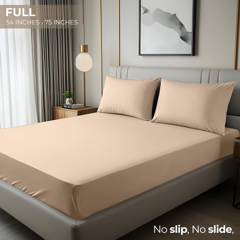 Utopia Bedding Full Fitted Sheet - Bottom Sheet - Deep Pocket - Soft Microfiber - Shrinkage and Fade Resistant - Easy Care -1 Fitted Sheet Only (Beige) - Image 2