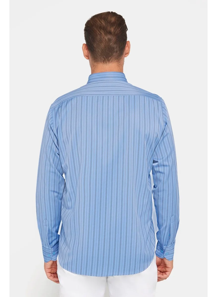 Tudors Classic Fit Button Down Collar Cotton Easy Iron Striped Men's Shirt