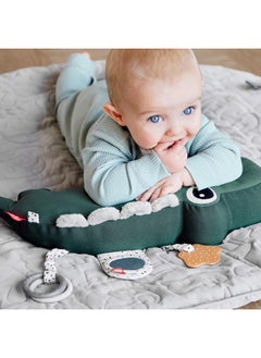 done by deer Done by Deer Tummy Time Activity Toy Croco Green - Soft Pillow with Teether, Rings, Mirror, Tags, and Crinkle Sounds for Sensory Exploration & Neck/Back Strength  - Image 3