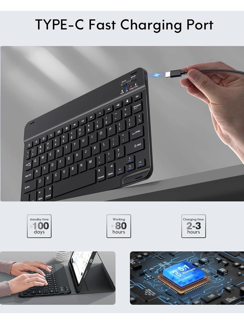 JAJEEK Keyboard Case for iPad 10th Generation 10.9 Inch 2022 – Detachable Bluetooth Keyboard, Foldable Cover with Pencil Holder, Rechargeable Keyboard for New iPad 10th Gen 2022 (Black) - Image 4