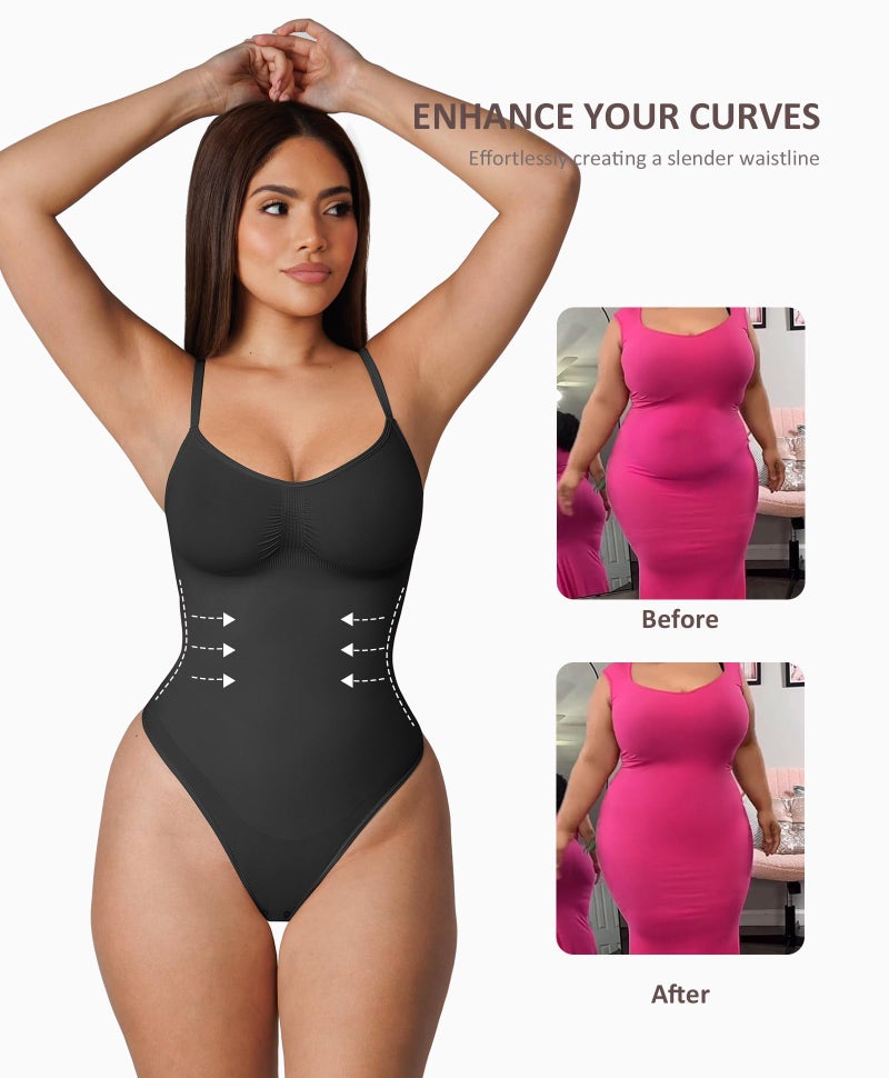 FeelinGirl Women Shapewear Bodysuits Tummy Control Bodysuit Thong Slimming Shapewear Body Shaper XL-XXL - Image 5