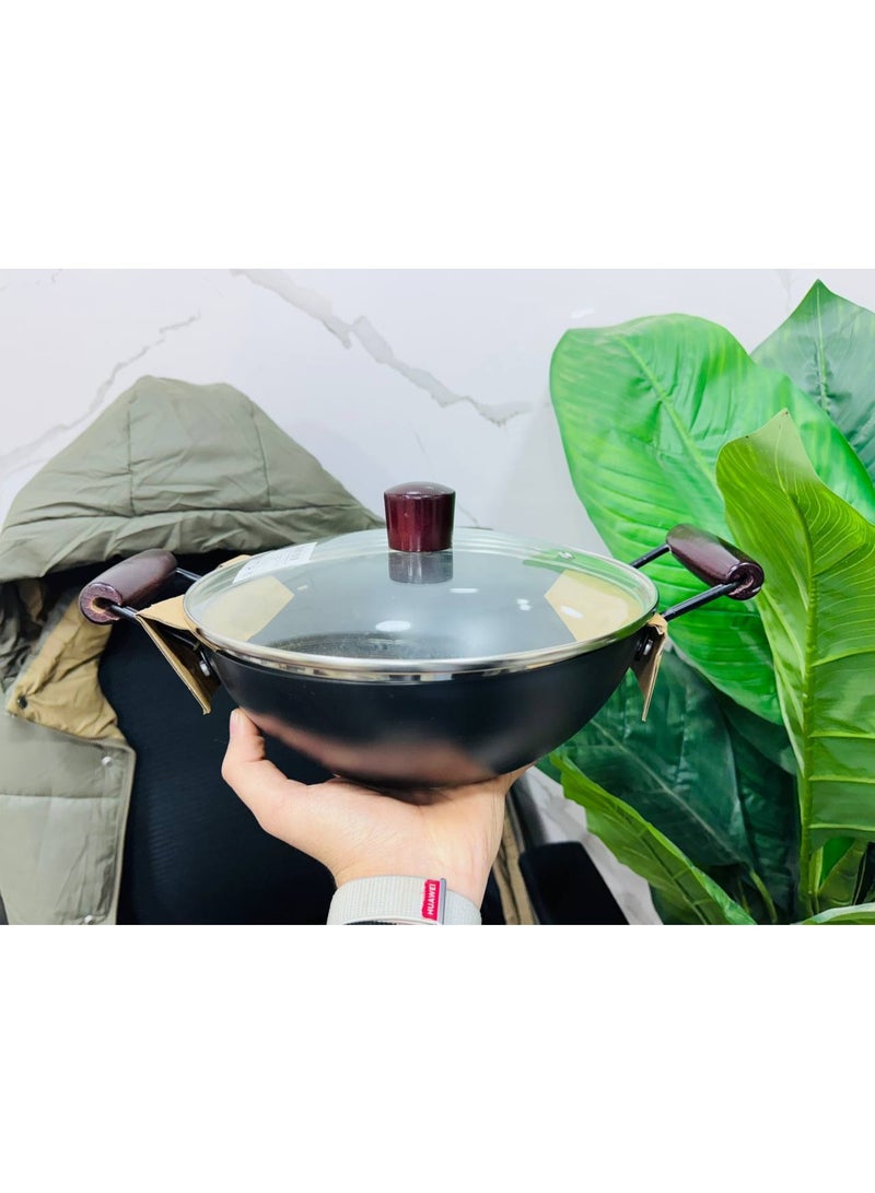 طاسة تيفال غير لاصقة بمقابض وغطاء بايركس – تصميم أنيق ومتانة عالية للطهي اليومي - مقاس 26 - Image 1