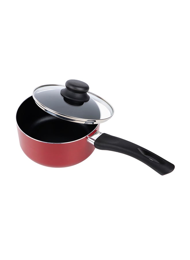 Kitchenmark KITCHENMARK Nonstick Aluminium Saucepan with Glass Lid 18cm Milk pan Suitable for Multiple Cooktops - Red  - Image 3