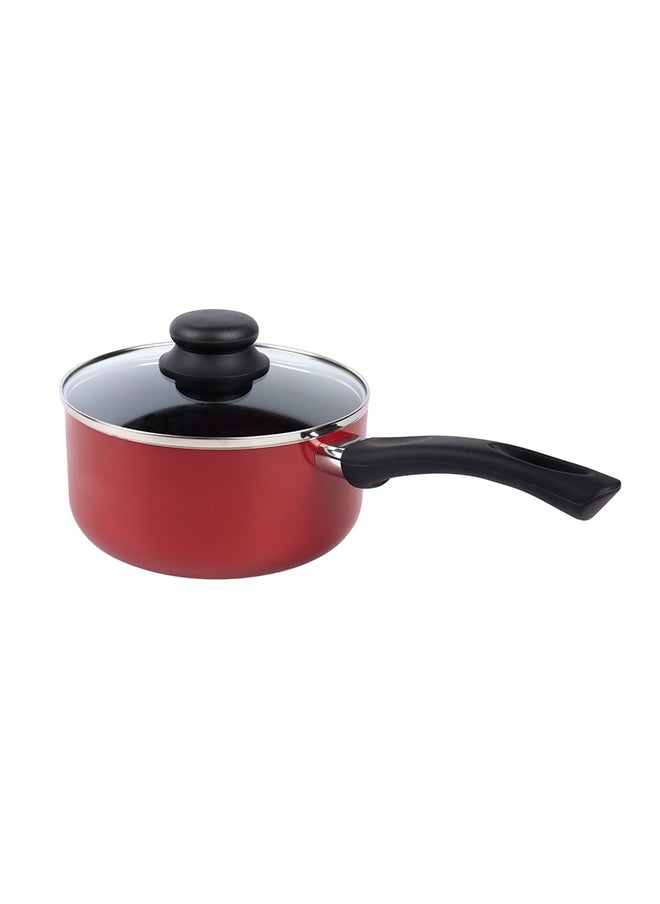 Kitchenmark KITCHENMARK Nonstick Aluminium Saucepan with Glass Lid 18cm Milk pan Suitable for Multiple Cooktops - Red  - Image 4