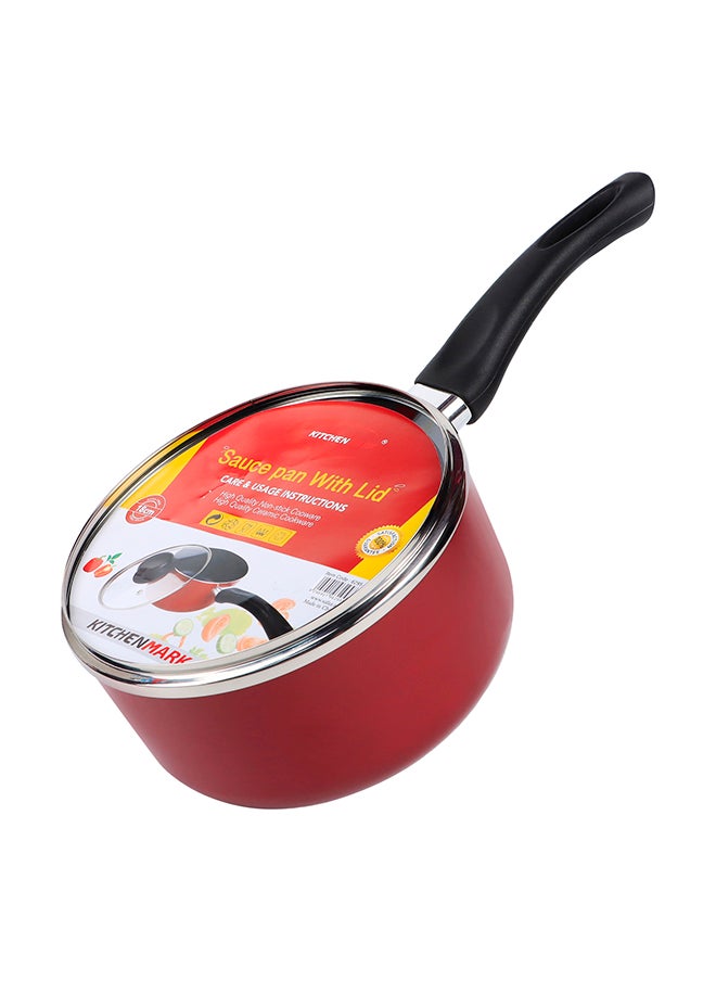 Kitchenmark KITCHENMARK Nonstick Aluminium Saucepan with Glass Lid 18cm Milk pan Suitable for Multiple Cooktops - Red  - Image 5