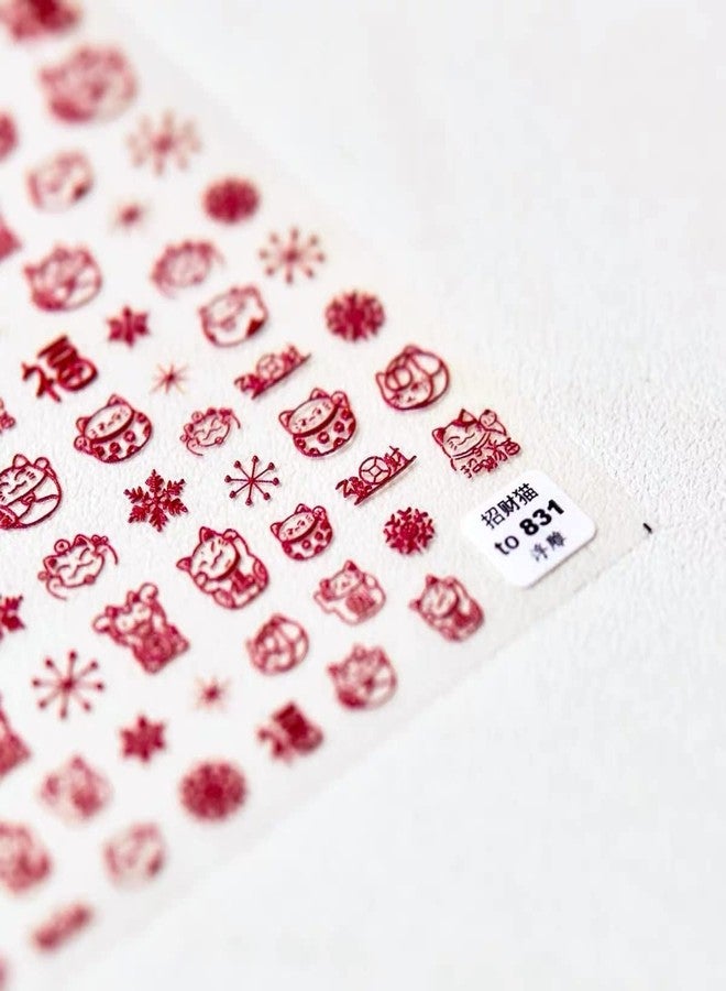 Dedyel Lucky Cat Nail Stickers 5D Embossed Cartoon Nail Art Sticker Japanese Nail Decals for Women Girls Kids Nail Art Decoration - Image 3