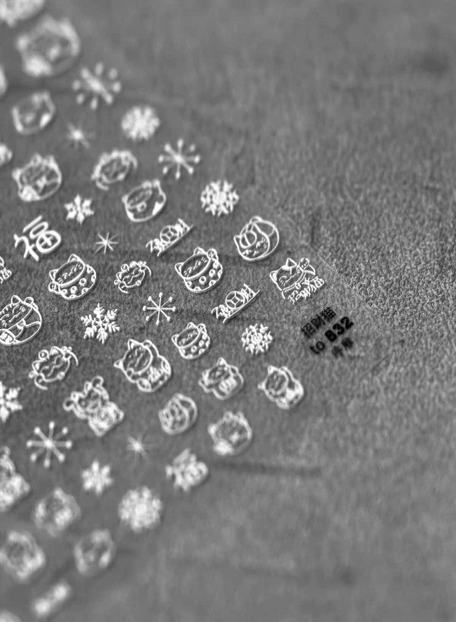 Dedyel Lucky Cat Nail Stickers 5D Embossed Cartoon Nail Art Sticker Japanese Nail Decals for Women Girls Kids Nail Art Decoration - Image 2