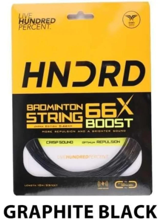 HUNDRED Hundred 66X-Boost Badminton String, Graphite Black