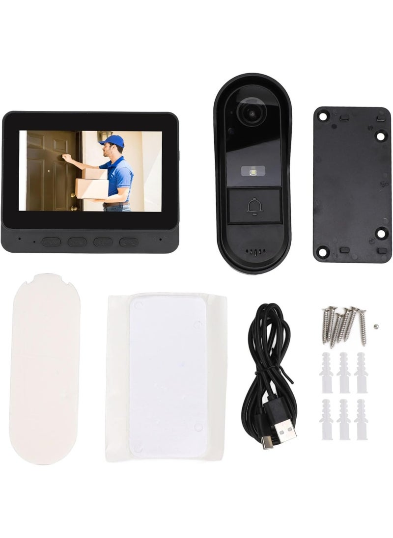 4.3" Wireless WiFi Video Doorbell with IPS Screen & 2-Way Intercom |  Night Vision | 128GB/256GB TF Card Support |  12-Language |  Enhanced 4G Private Security |  Low Power Consumption |  Easy Install & Long Battery Life – Your Ultimate Smart Home Entry Solution!