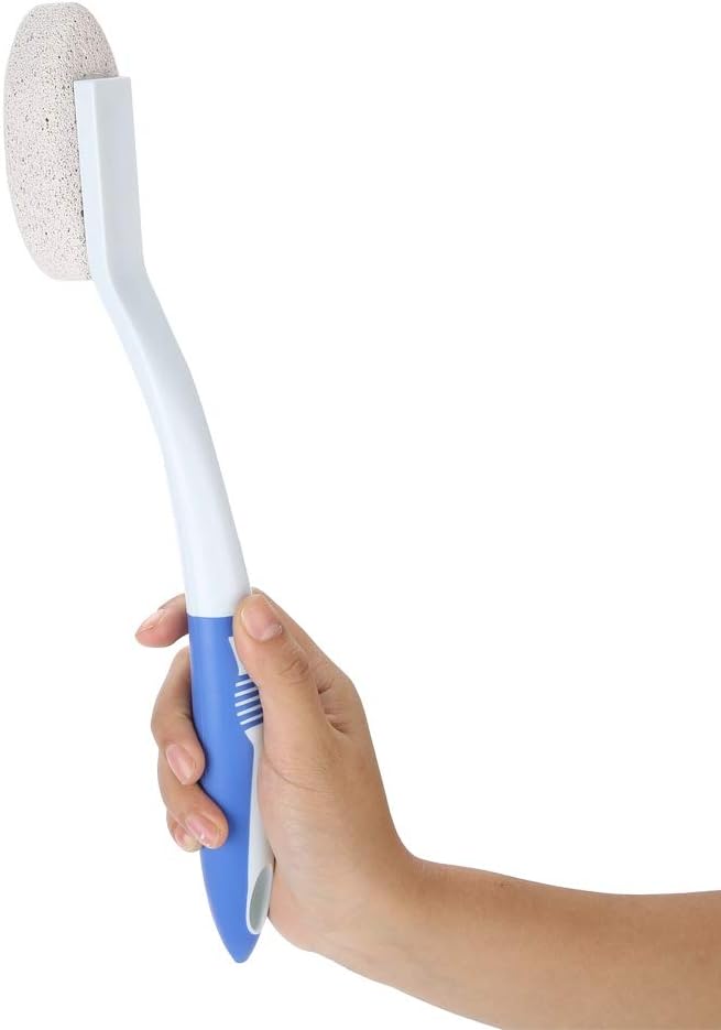 Mrisata Pumice Stone with Long Handle Foot File Callus Remover Foot Scrubber Foot Brush with Scrubbing Naturl Pumice Stone Foot Massage Cleaner Pedicure Tool File Exfoliation to Remove 