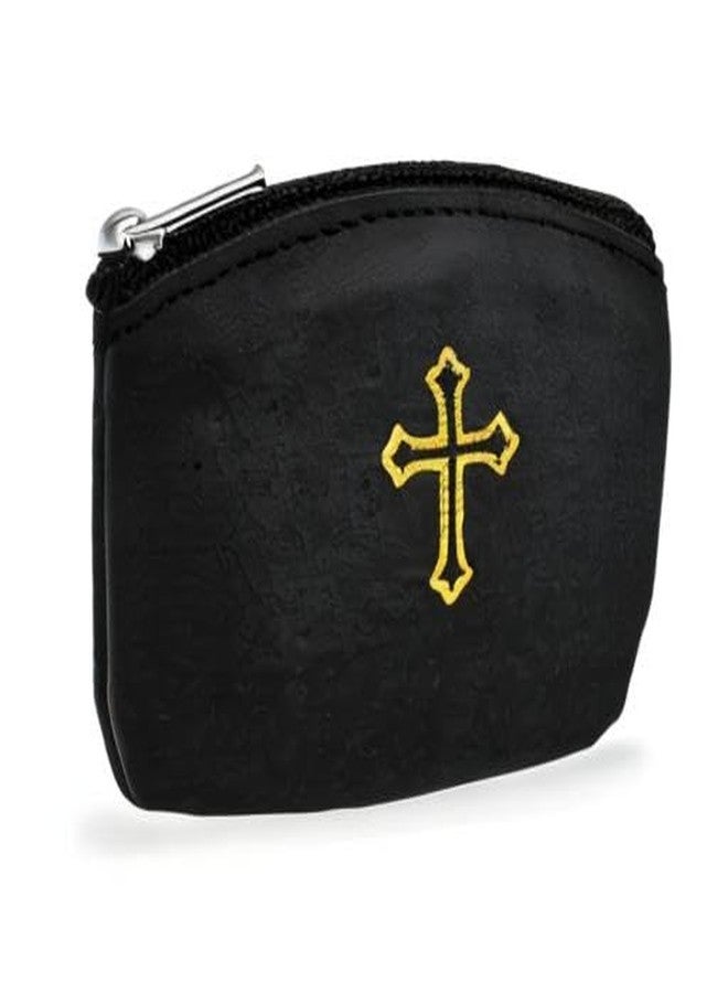 RosaryMart Black Rosary Pouch with Zipper and Gold Cross Imprint - Perfect for Easter, Lent, and Religious Events - Stylish Rosary Case for Men and Women to Keep Beads Safe - Image 4