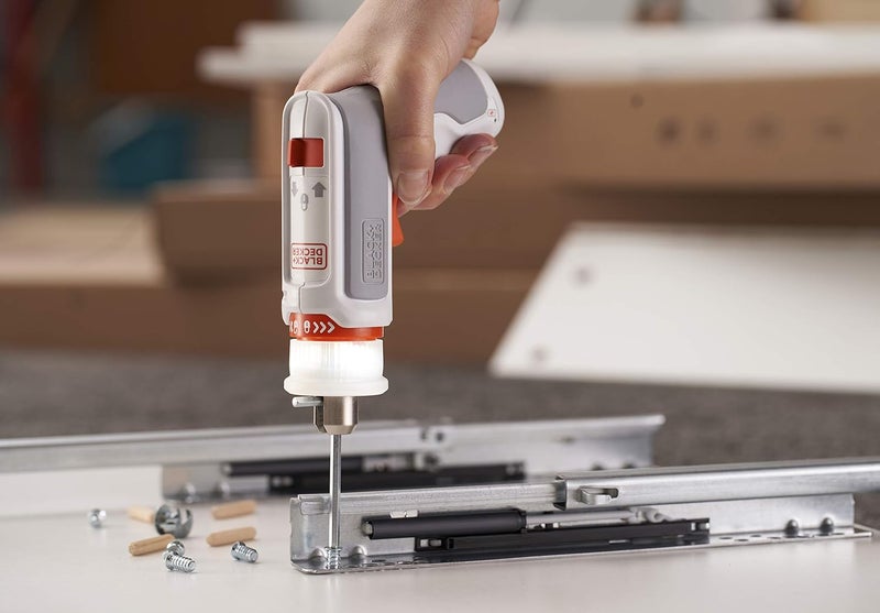 بلاك اند ديكر مفك سداسي لاسلكي عالمي، بطارية ليثيوم أيون 3.6 فولت، طقم أدوات تجميع أثاث، ظرف حاصل على براءة اختراع، مريح، مؤشر شحن LED، وظيفة ثنائية الاتجاه، برتقالي/أبيض - Bcrta01-B5 - Image 5