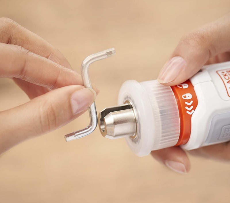 بلاك اند ديكر مفك سداسي لاسلكي عالمي، بطارية ليثيوم أيون 3.6 فولت، طقم أدوات تجميع أثاث، ظرف حاصل على براءة اختراع، مريح، مؤشر شحن LED، وظيفة ثنائية الاتجاه، برتقالي/أبيض - Bcrta01-B5 - Image 3