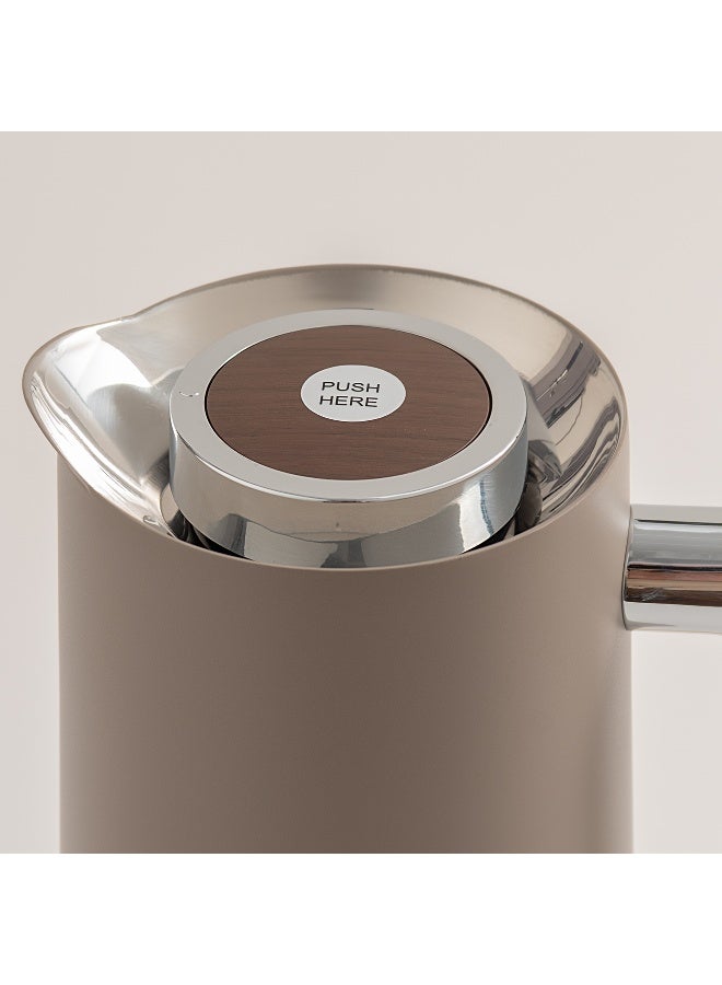 Dallaty 1L warm grey steel vacuum flask with wooden handle - Image 3