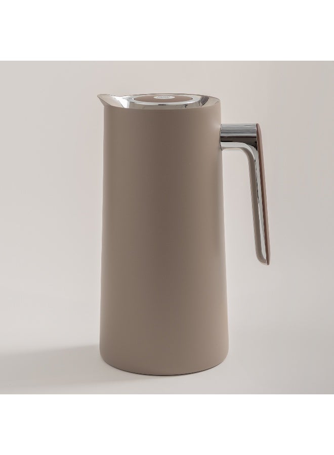 Dallaty 1L warm grey steel vacuum flask with wooden handle - Image 2
