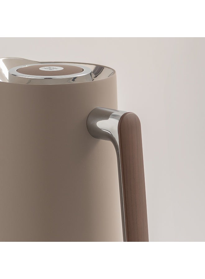 Dallaty 1L warm grey steel vacuum flask with wooden handle - Image 4