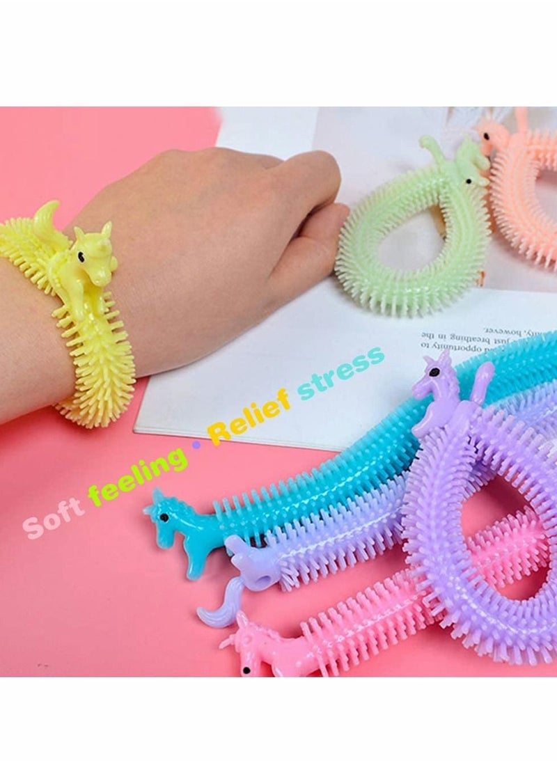 Excefore - 12 Pack Sensory Toys Unicorn Stretchy String for Stress Relief Colorful Fidget Anxiety Squeeze Noodles Toy for Kids and Adults with ADD,ADHD,OCD - Image 1