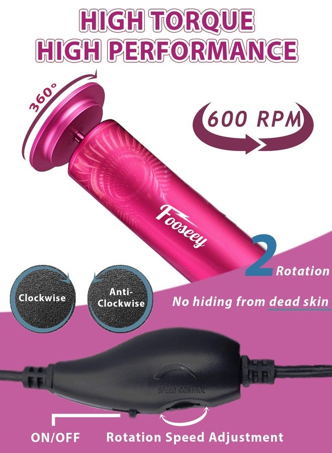 Fooseey Electric Foot File Tool - Callus Remover for Feet, Professional Pedicure Machine with 60pcs Sandpaper Discs, Adjustable Speed Foot Files for Deadskin, Dry and Cracked Feet - Image 4