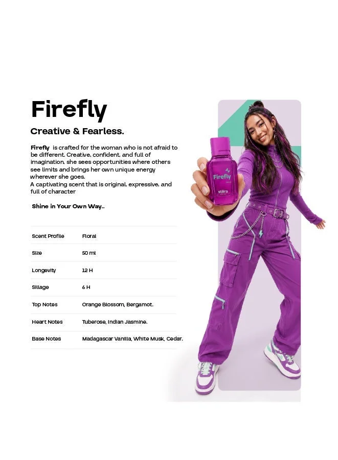 Stera Perfume FIREFLY Perfume For Women | Eau De Parfum - 50ml | Long Lasting Floral Vanilla Scent | Premium Quality Travel Size Women's Fragrance