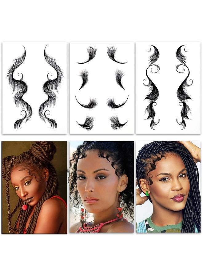 HANSAMU Fake Edges Baby Hair Temporary Tattoo Bang Stickers For Women Girls ,Body Makeup Edge Tattoo Edges Curly Hair Salon DIY Hairstyling Hair Stickers Template Makeup Tool 10 Sheets - Image 3