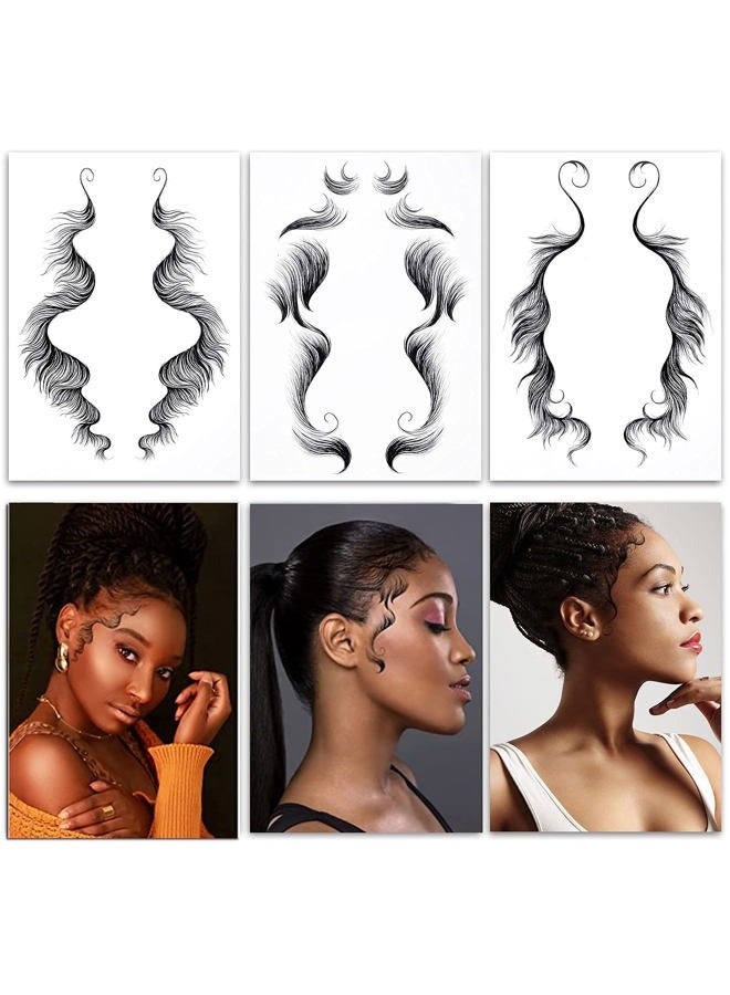 HANSAMU Fake Edges Baby Hair Temporary Tattoo Bang Stickers For Women Girls ,Body Makeup Edge Tattoo Edges Curly Hair Salon DIY Hairstyling Hair Stickers Template Makeup Tool 10 Sheets - Image 4