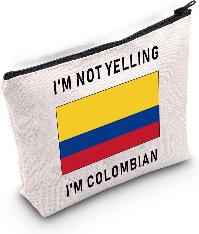 LEVLO Funny Colombia Flag Cosmetic Bags Souvenirs I'm Not Yelling I'm Colombian Makeup Bags Colombian Root Flag Gifts (I'm Colombian)