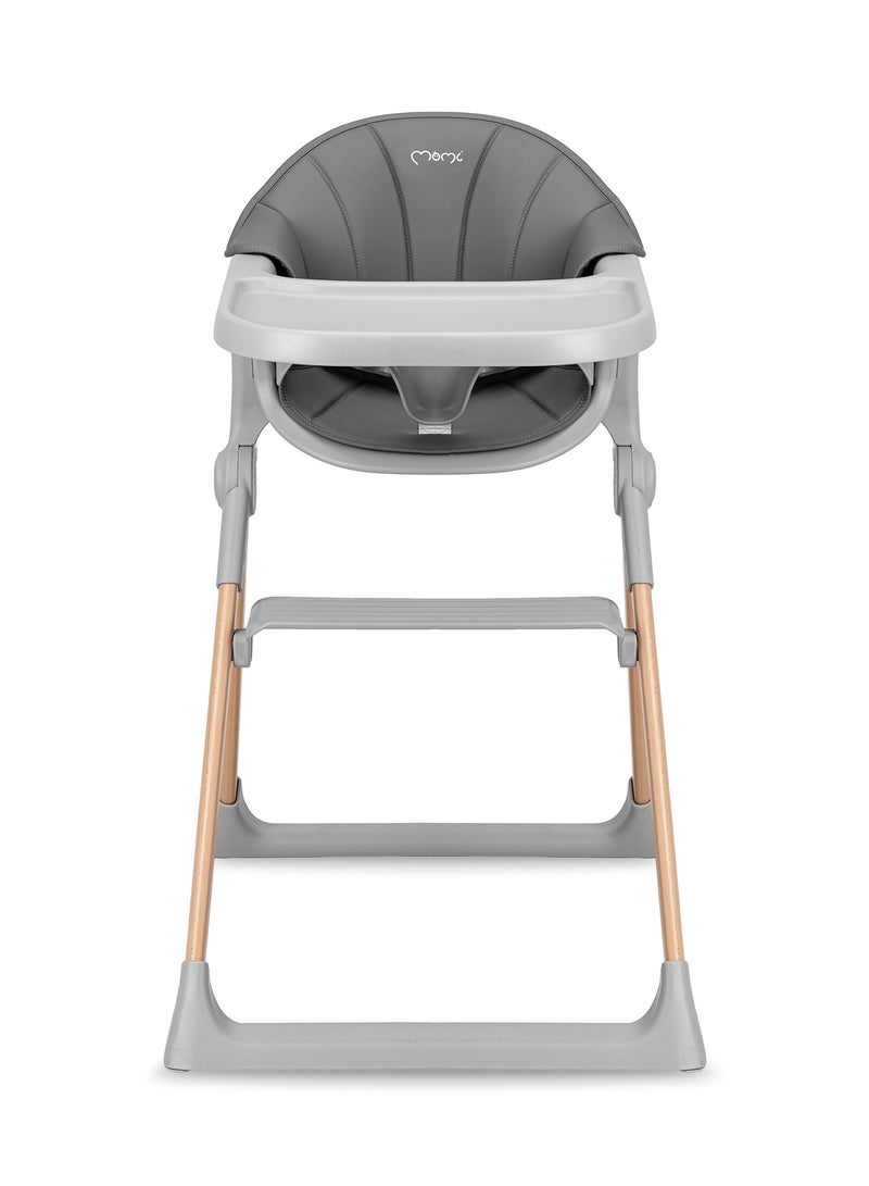 Momi Kala Comfortable Baby High Chair With Adjustable Feeding Tray, Foldable High Chair With Safety Belts For Babies Toddler 6-36 Months Of Age - Grey - Image 2