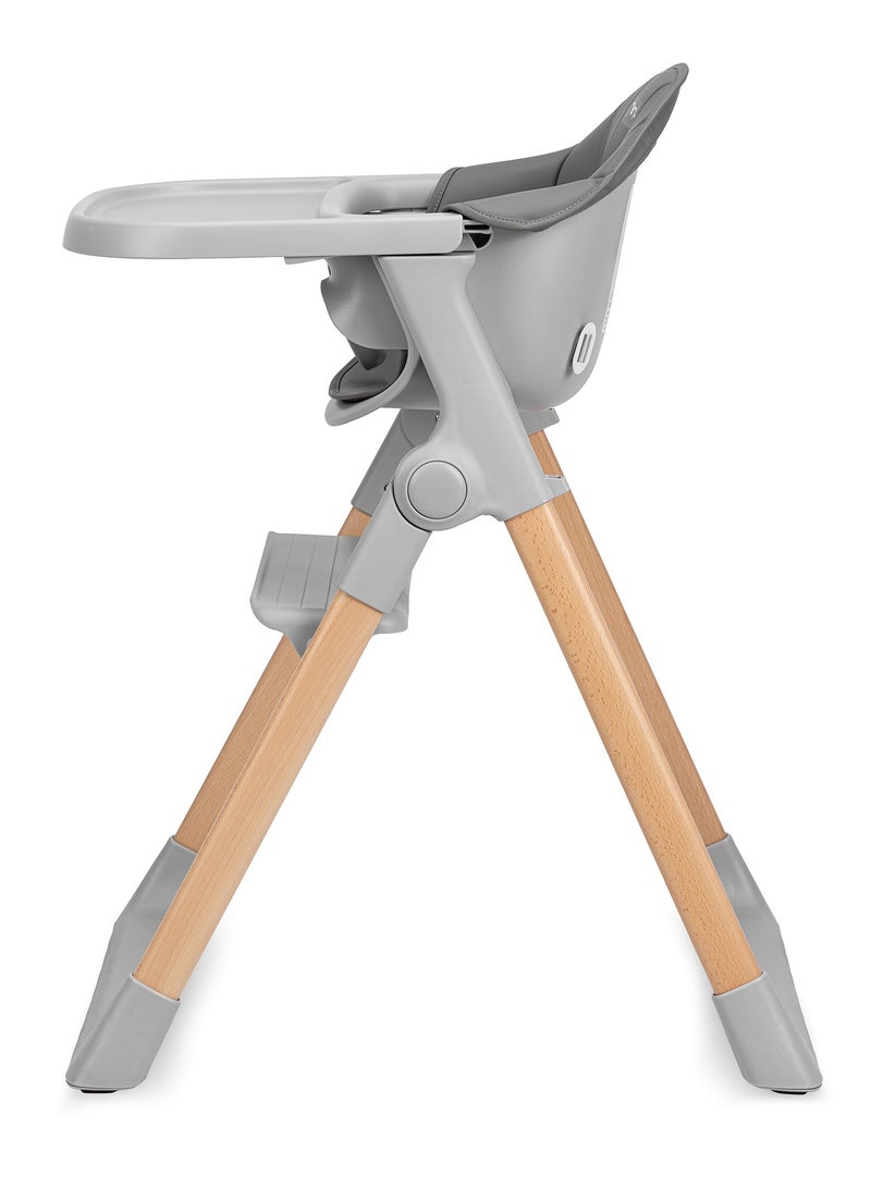 Momi Kala Comfortable Baby High Chair With Adjustable Feeding Tray, Foldable High Chair With Safety Belts For Babies Toddler 6-36 Months Of Age - Grey - Image 3