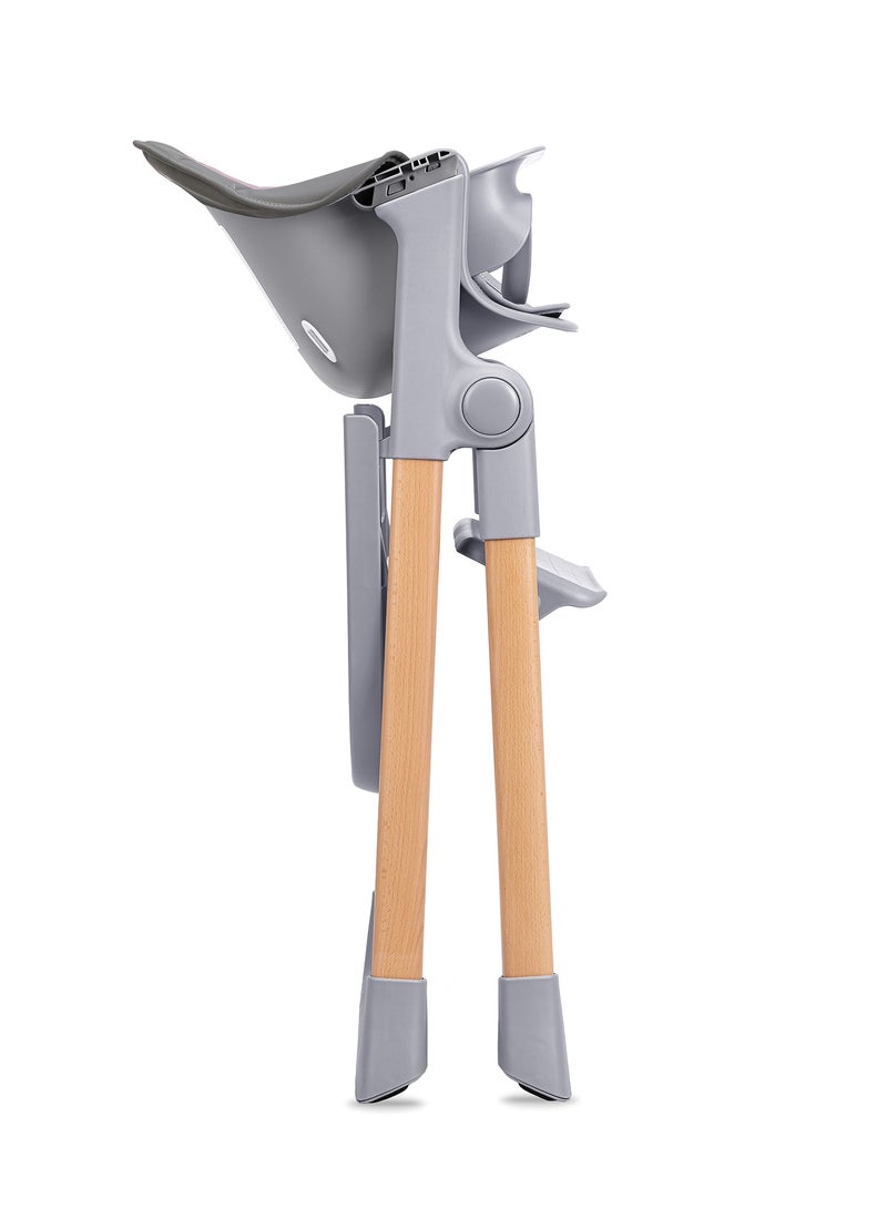 Momi Kala Comfortable Baby High Chair With Adjustable Feeding Tray, Foldable High Chair With Safety Belts For Babies Toddler 6-36 Months Of Age - Grey - Image 4