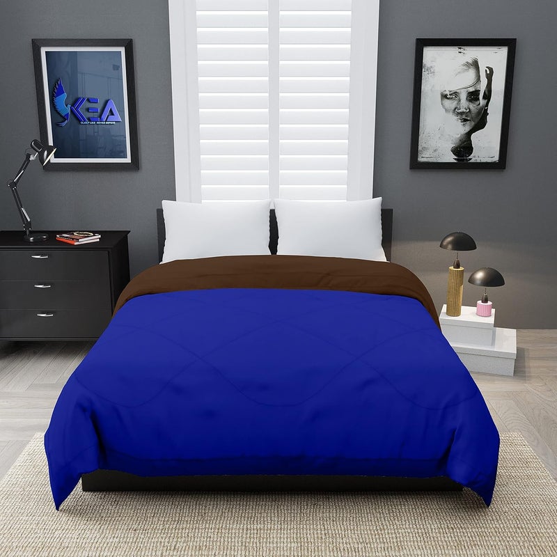 KEA KEA Microfibre Reversible Single Bed ComforterDuvet for All Weather Blue Brown 250GSMComforter Single  - Image 2