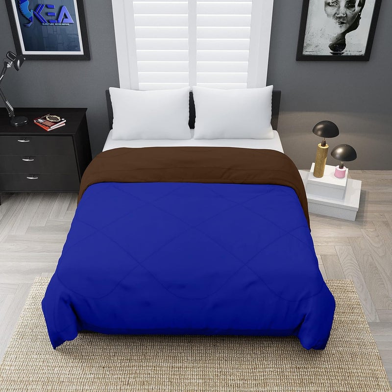 KEA KEA Microfibre Reversible Single Bed ComforterDuvet for All Weather Blue Brown 250GSMComforter Single  - Image 3